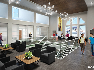 Conceptual illustration of third floor of Barnes Center at The Arch