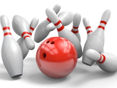Graphic of bowling ball knocking down pins