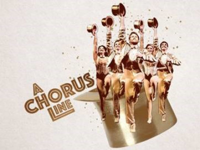 graphic of people dancing next to words A Chorus Line