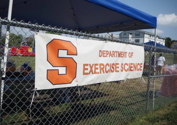 Department of Exercise Science banner hanging on fence