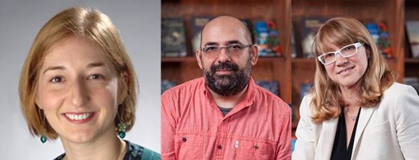 three faculty headshots side by side