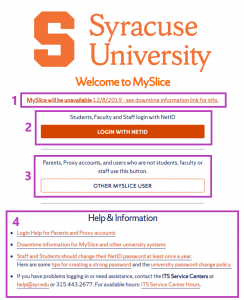 screenshot showing MySlice portal