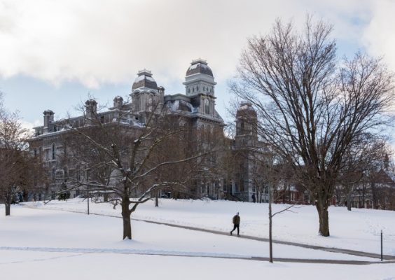 winter scene on campus