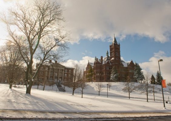 Syracuse University campus in the winter
