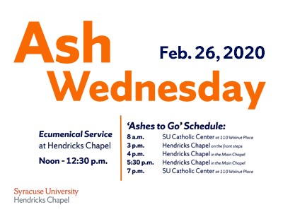 graphic with Ash Wednesday schedule
