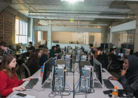 students working on computers