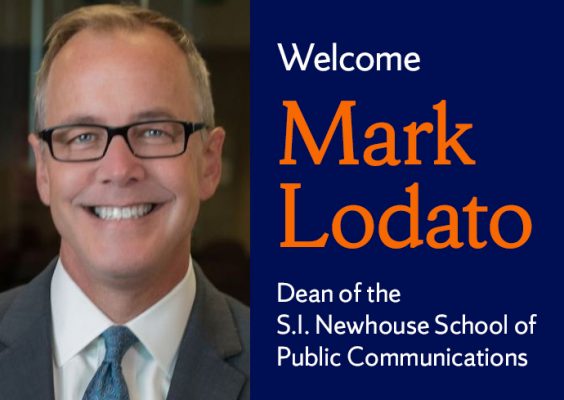 head shot with words Welcome Mark Lodato Dean of the S.I. Newhouse School of Public Communications