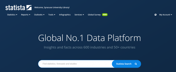 screenshot of Statista web platform
