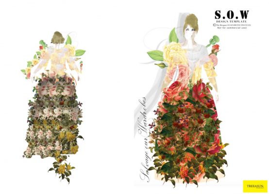 Marie Antoinette-inspired floral dress design by Yianni Biniaris