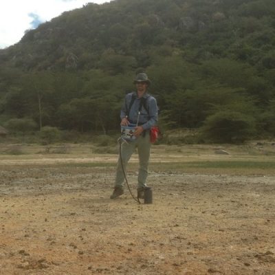 person standing in field