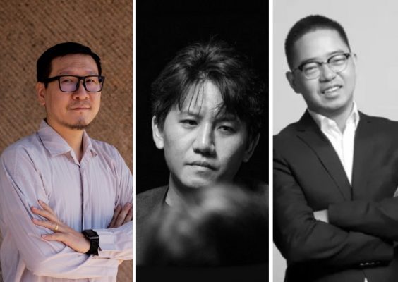 portraits of architects Fei Wang, Zigeng Wang, and Yanfei Shui
