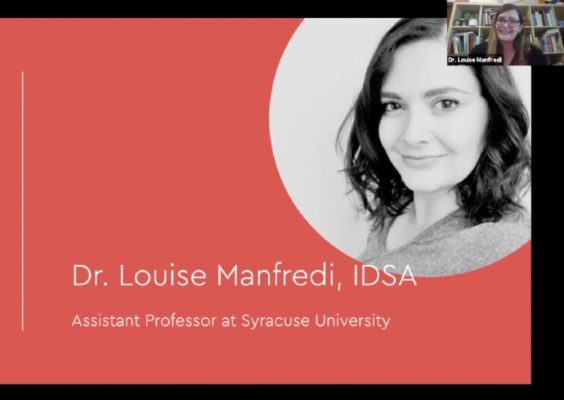 Louise Manfredi, VPA assistant professor and recipient of the 2020 Young Educator Award from IDSA