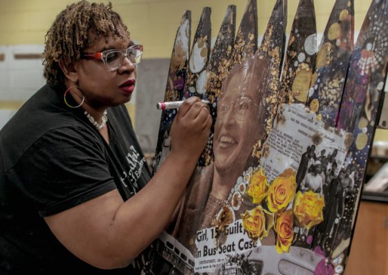 person creating artwork