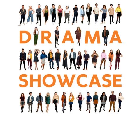 graphic with words Drama Showcase and rows of people