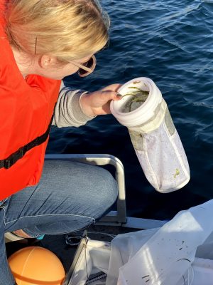 student Laura Markley conducting water research