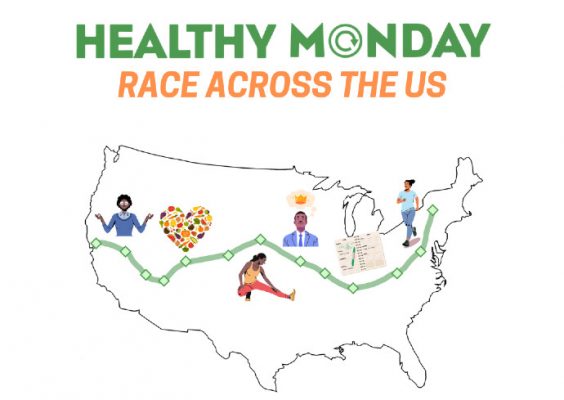 graphic of United States with words Healthy Monday Race Across the US