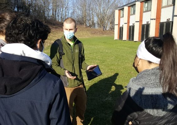 students meeting outdoors on South Campus