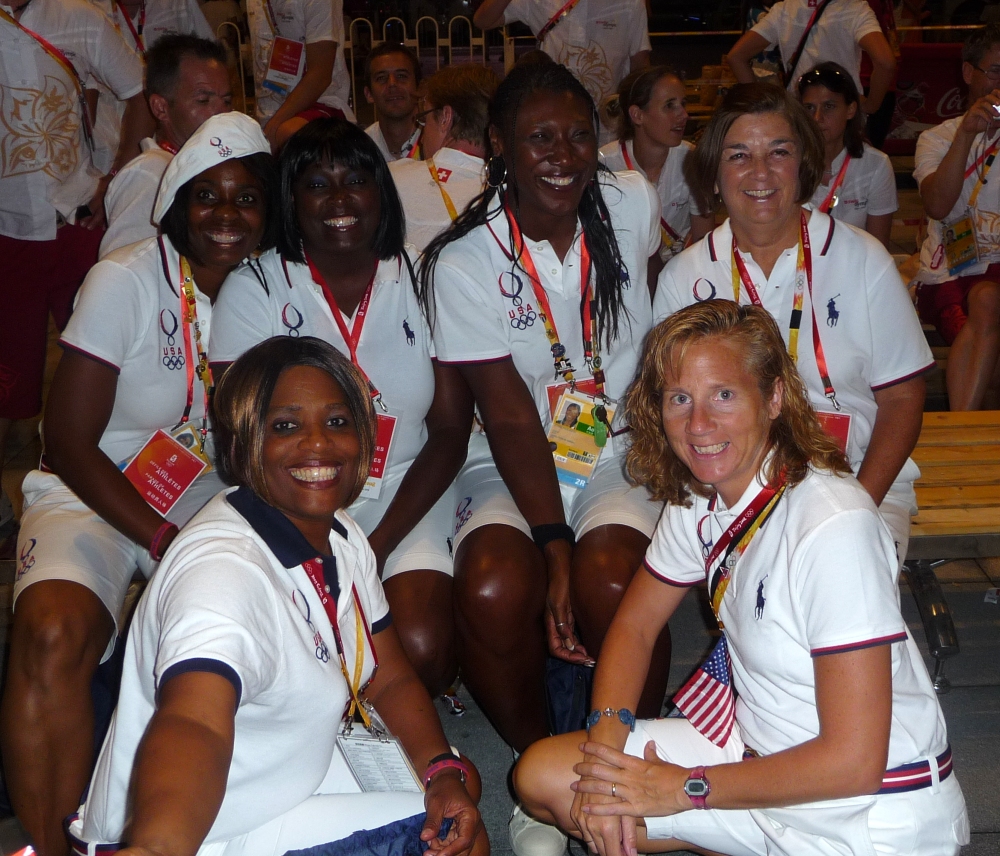 A group of six at the 2008 Olympics closing ceremony