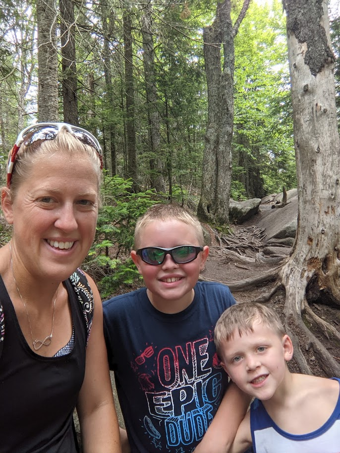 Mom and sons hiking