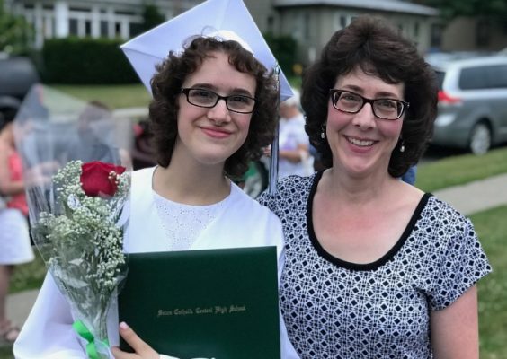 Karen Colapietro Seybold with daughter Lauren at high school graduation
