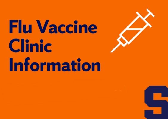Flu Vaccine Clinic Information; syringe icon; Block S