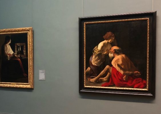 The painting "Roman Charity" by Hendrick ter Brugghen on display at the Met