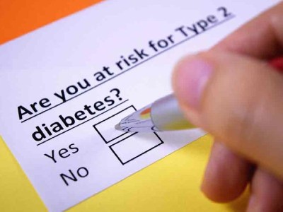 close up of questionnaire assessing risk for Type 2 diabetes