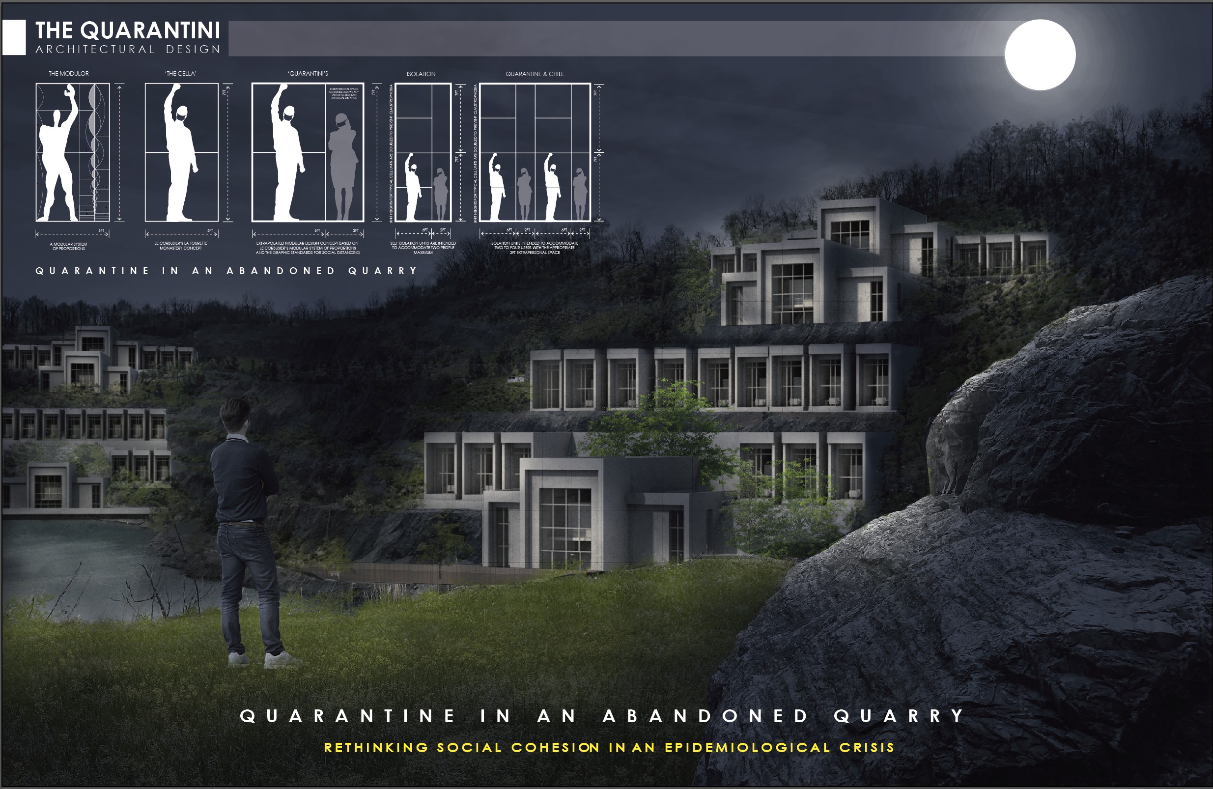 architectural rendering of "Quarantine in an Abandoned Quarry" - Rethinking social cohesion in an epidemiological crisis