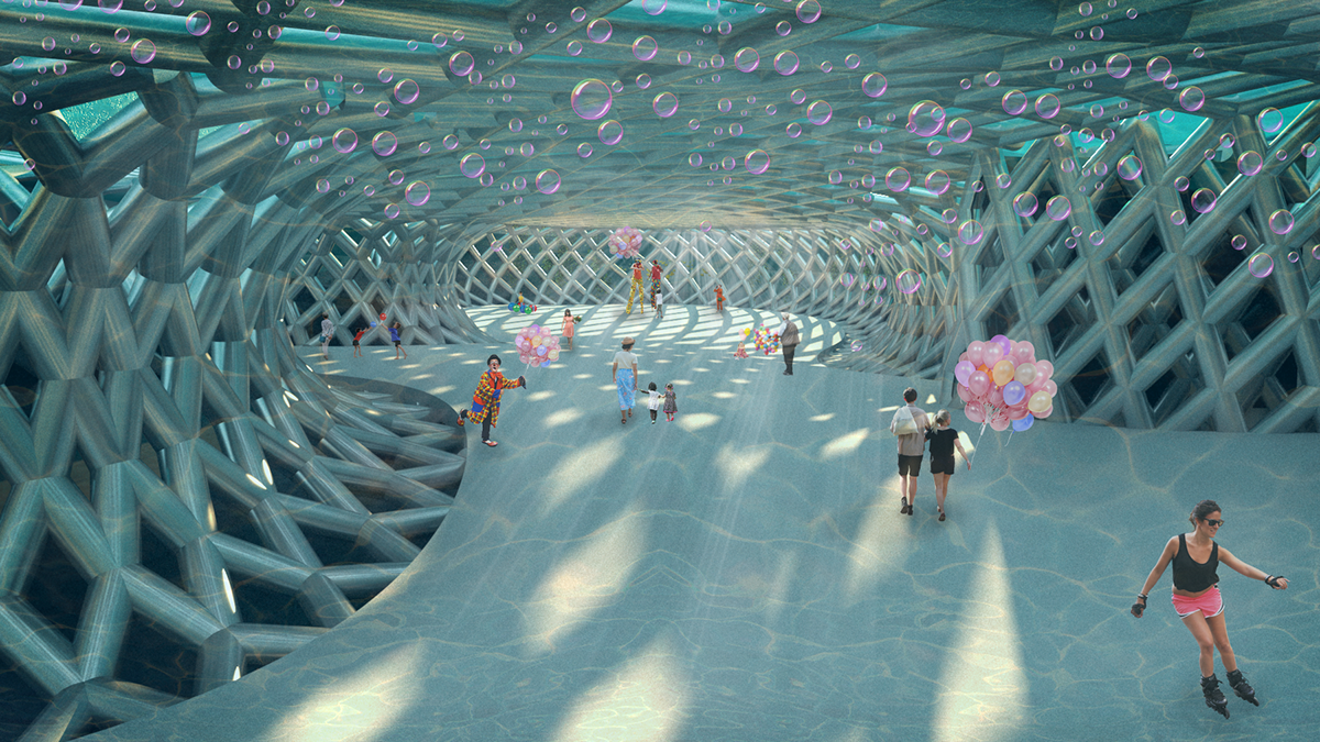 architectural rendering of "You are the Fish" conceptual project by Coumba Kanté