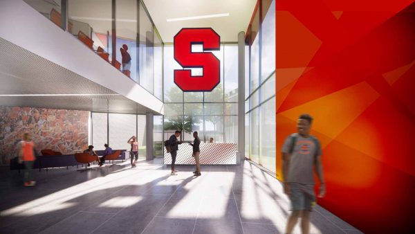 digital rendering of interior view of John A. Lally Athletics Complex at Syracuse University