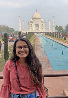 Alumna Bijal Patel '20 poses during a study abroad trip to India