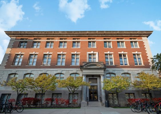 The outside of a brick building, Slocum Hall.