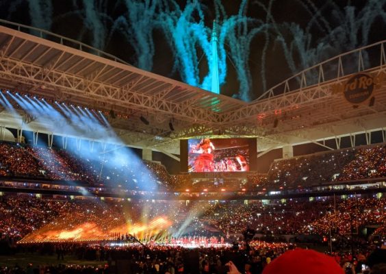 stage for halftime show at Super Bowl LIV in 2020 in Miami