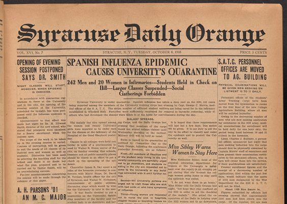 cover of Daily Orange newspaper, 1918