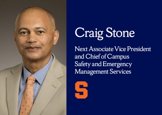 headshot of Craig Stone; text that says "Craig Stone, Next Associate Vice President and Chief of Campus Safety and Emergency Management Services"