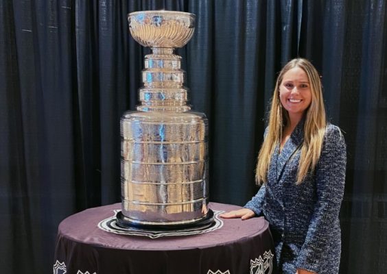 Student with Stanley Cup