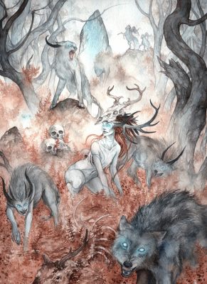 "Wild Hunt" watercolor print by Amelia Leonards