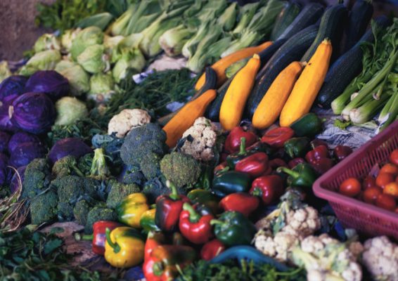 a display of vegetables