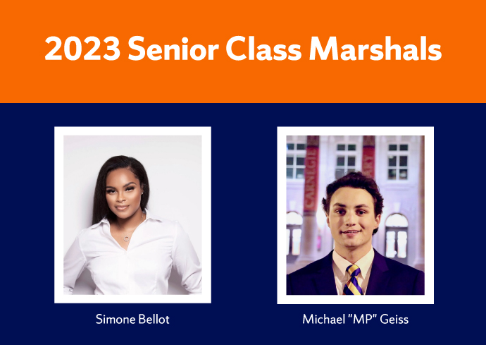 2023 Senior Class Marshals Simone Bellot and Michael “MP” Geiss