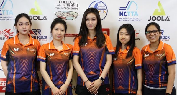 women's club table tennis team poses at the national championships