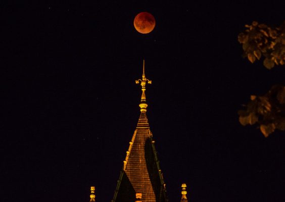 lunar eclipse over Crouse College