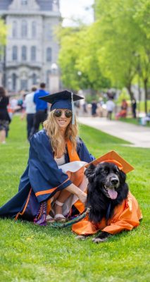 Graduate with dog