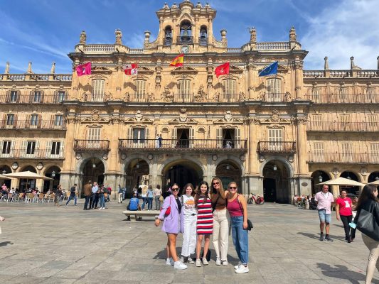 students studying abroad in Madrid visit the Plaza Mayor, Salamanca
