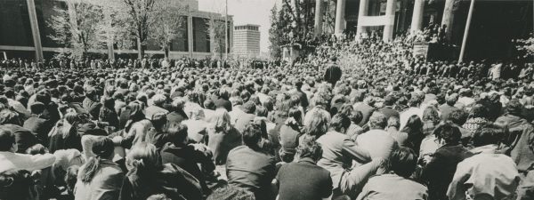 students in front of Hendricks Chapel, May 4, 1970