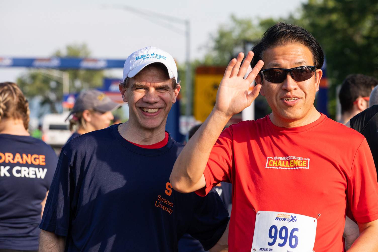 Cole Smith and Dacheng Ren pose at the Syracuse Workforce Run
