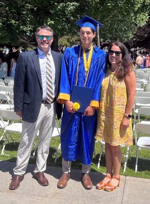 Patrick, Carter and Sara Ruddy at Carter's high school graduation