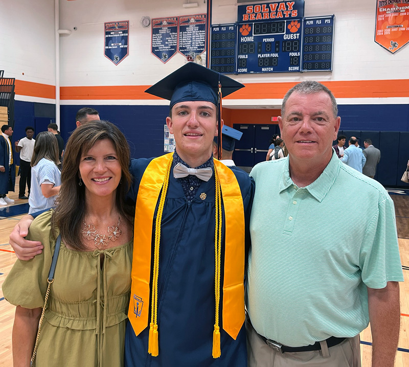 Kelly, Tommy and Tom Venturini at Tommy's high school graduation
