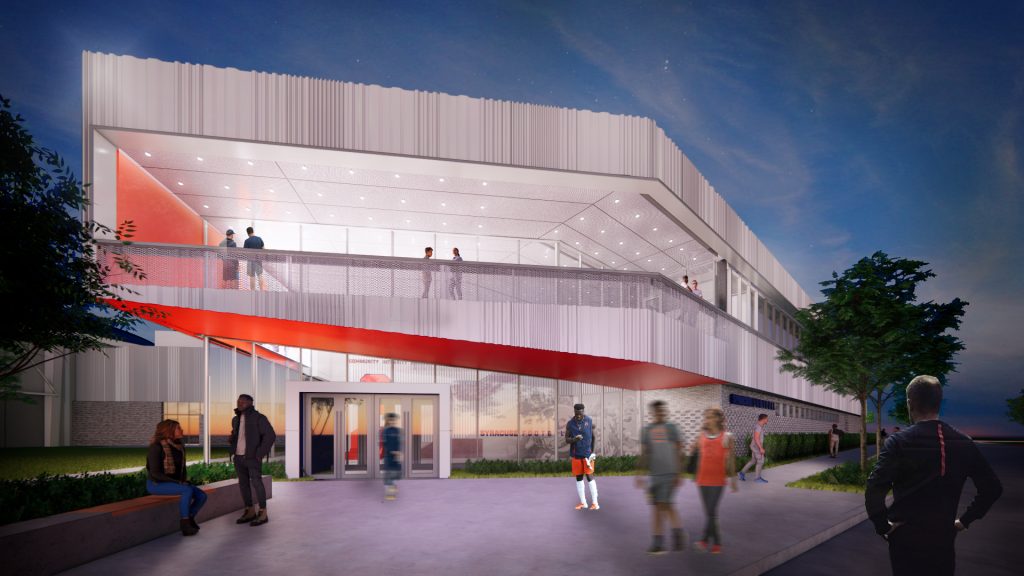 rendering of outside of football operations center