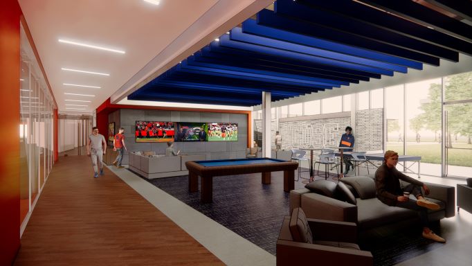 rendering of football team lounge