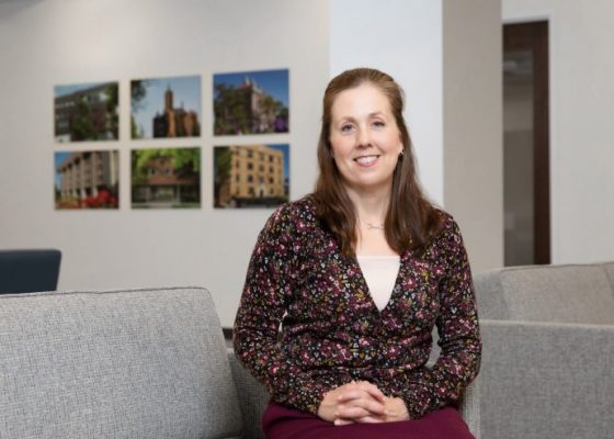 woman looking forward with pleasant smile